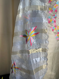 Golden Tissue Organza Zari Embroidered Suit with Floral Work