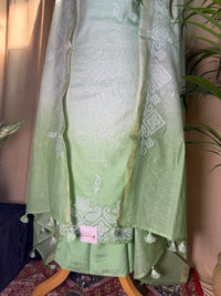 Light Green Linen Cotton Suit with Fine Thread Details