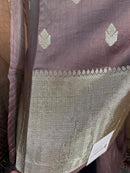 Elegant Brown Banarasi Silk Unstitched Suit with Soft Organza Dupatta