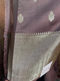 Elegant Brown Banarasi Silk Unstitched Suit with Soft Organza Dupatta