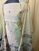 Royal Tussar Silk Suit Set with Handicraft detailing Dupatta for Festive Wear