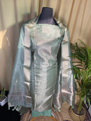 Mint Green Tissue Organza Suit with Soft Metallic Glow