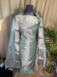 Mint Green Tissue Organza Suit with Soft Metallic Glow