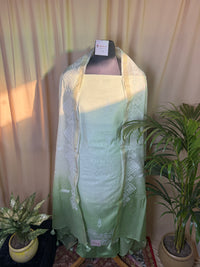 Light Green Linen Cotton Suit with Fine Thread Details