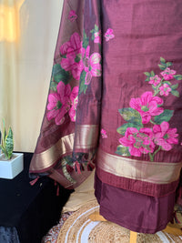 Linen Cotton Floral Print Suit Set with Dupatta – Elegant Festive Wear