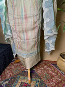 Blue Organza Suit with Embroidered Border & Organza Dupatta