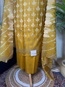 Mustard Banarasi Silk Suit with Soft Weave Dupatta for Festive Wear