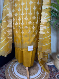 Mustard Banarasi Silk Suit with Soft Weave Dupatta for Festive Wear