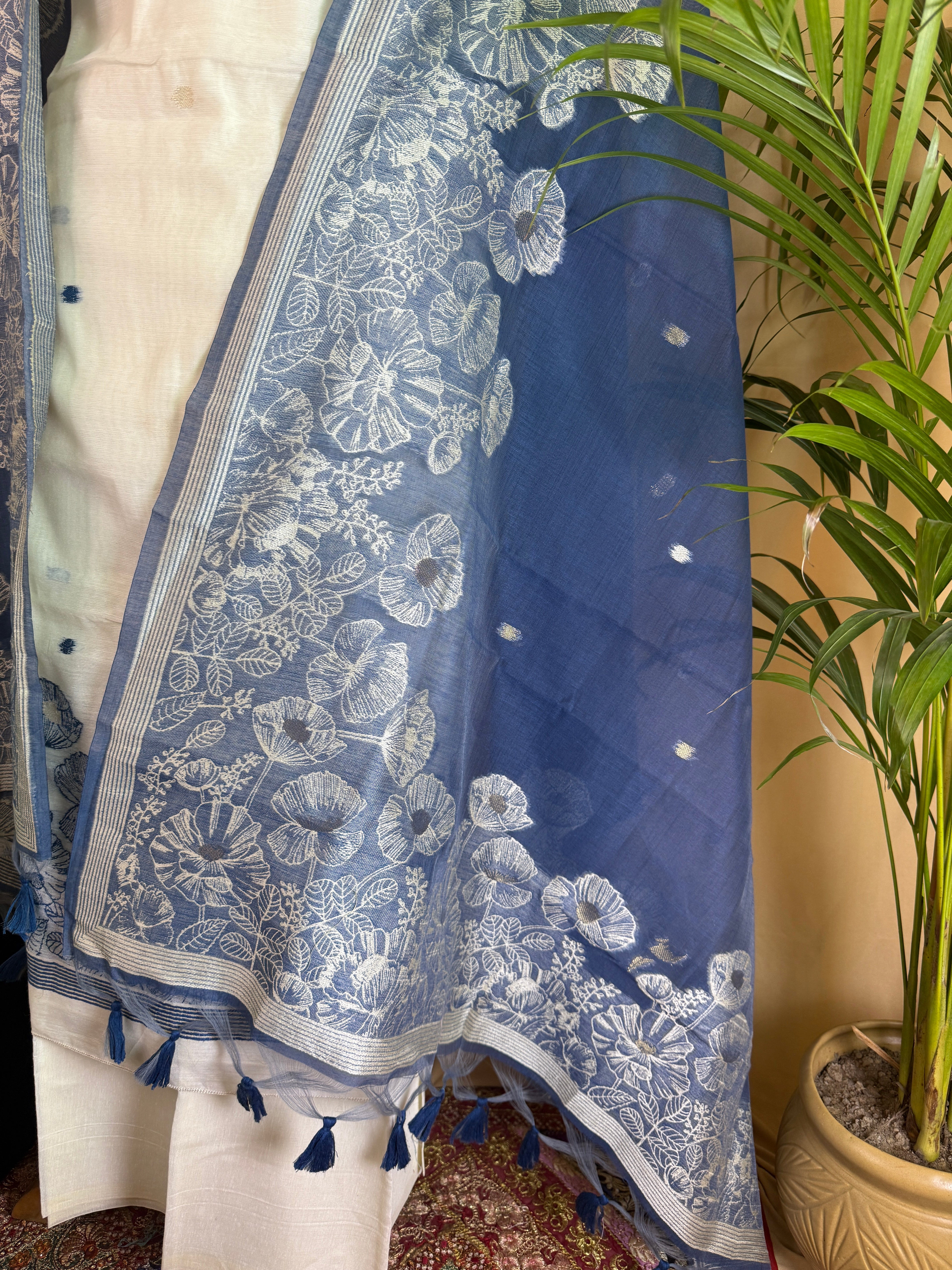 Linen Cotton Jamdani Suit with Handcrafted Jamdani Dupatta