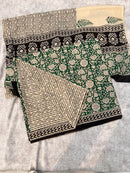 Green Floral Block Print Cotton Dress Material – Unstitched Suit Set with Cotton Dupatta