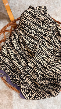 Chanderi Silk Unstitched Suit Set with Mustard & Black Block Print – Festive Ethnic Wear