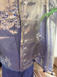 Purple Glass Tissue Suit with Hand-Detail Dupatta for Elegant Wear