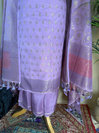Lavender Glow Banarasi Silk Suit with Soft Zari Dupatta