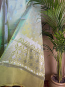 Soft Pastel Banarasi Silk Suit with Zari Woven Dupatta