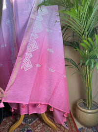 Soft Pink Linen Cotton Suit with Delicate Thread Work