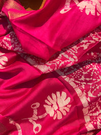 Hot Pink 3-Piece Ensemble with Zari Border Dupatta