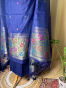 Linen Cotton Blue Suit Set with Printed Border Dupatta – Comfortable Ethnic Wear