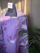Lavender Chanderi Silk Suit with Floral Thread Art Work
