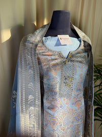 Light Blue Banarasi Silk Suit with Soft Organza Dupatta for Festive Wear