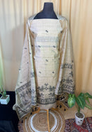 Royal Tussar Silk Suit Set with Handicraft detailing Dupatta for Festive Wear