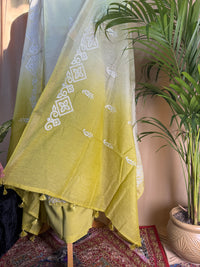 Yellow Linen Cotton Suit with Soft Thread Work