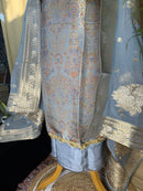 Light Blue Banarasi Silk Suit with Soft Organza Dupatta for Festive Wear