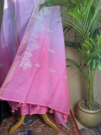 Soft Pink Linen Cotton Suit with Delicate Thread Work