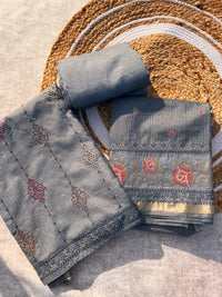 Kota Banarasi Silk Unstitched Suit Set with Woven Dupatta – Elegant Festive & Wedding Wear for Women