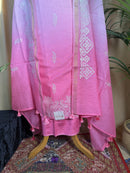 Soft Pink Linen Cotton Suit with Delicate Thread Work