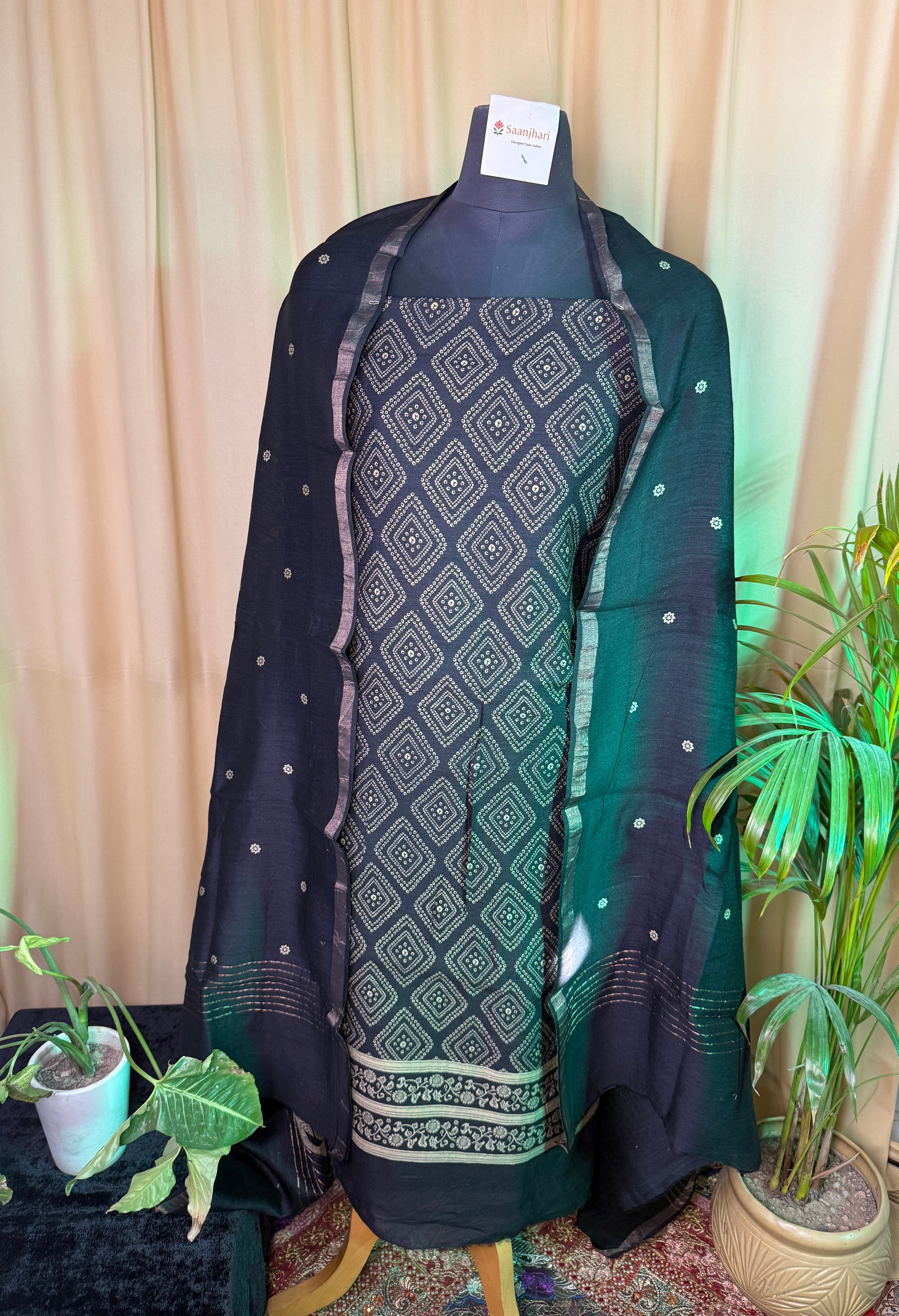 Deep Black Linen Cotton Unstitched Suit – Everyday Comfort Wear