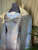 Light Blue Banarasi Silk Suit with Soft Organza Dupatta for Festive Wear