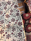 Maheshwari Silk Black and Red Unstitched Suit Set with Handblock Print Dupatta – Elegant Traditional Wear for Women