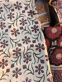 Maheshwari Silk Black and Red Unstitched Suit Set with Handblock Print Dupatta – Elegant Traditional Wear for Women