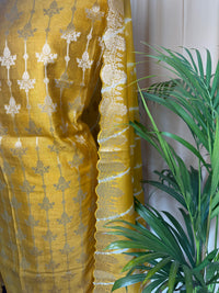 Mustard Banarasi Silk Suit with Soft Weave Dupatta for Festive Wear