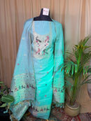 Premium Chanderi Silk Unstitched Suit with Zari Motifs & Paithani Work Dupatta