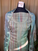 Blue Organza Suit with Embroidered Border & Organza Dupatta