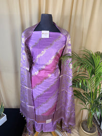 Lavender Banarasi Silk Suit with Fine Zari Floral Pattern and Matching Dupatta