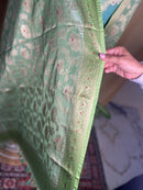Fresh Green Banarasi Silk Suit With Fine Zari Woven Dupatta
