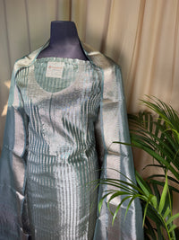 Mint Green Tissue Organza Suit with Soft Metallic Glow