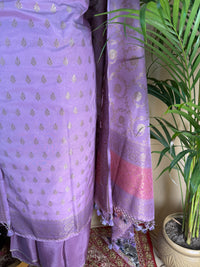 Lavender Glow Banarasi Silk Suit with Soft Zari Dupatta