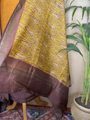Earthy Mustard Tussar Silk Suit with Woven Border Dupatta