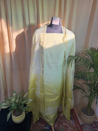 Yellow Linen Cotton Suit with Soft Thread Work