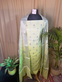 Soft Pastel Banarasi Silk Suit with Zari Woven Dupatta