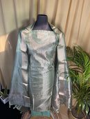 Mint Green Tissue Organza Suit with Soft Metallic Glow