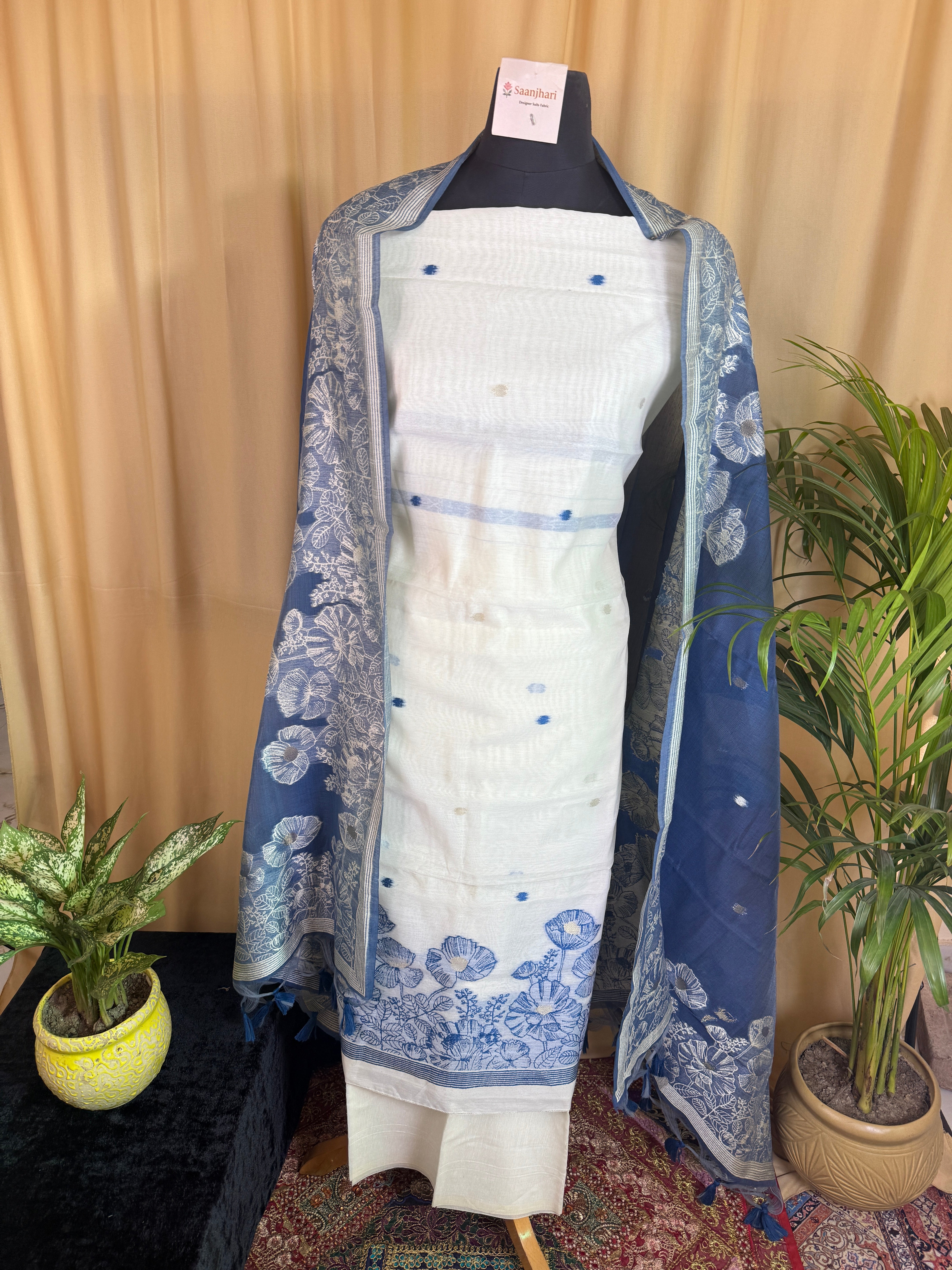 Linen Cotton Jamdani Suit with Handcrafted Jamdani Dupatta