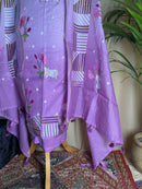 Lavender Chanderi Silk Suit with Floral Thread Art Work