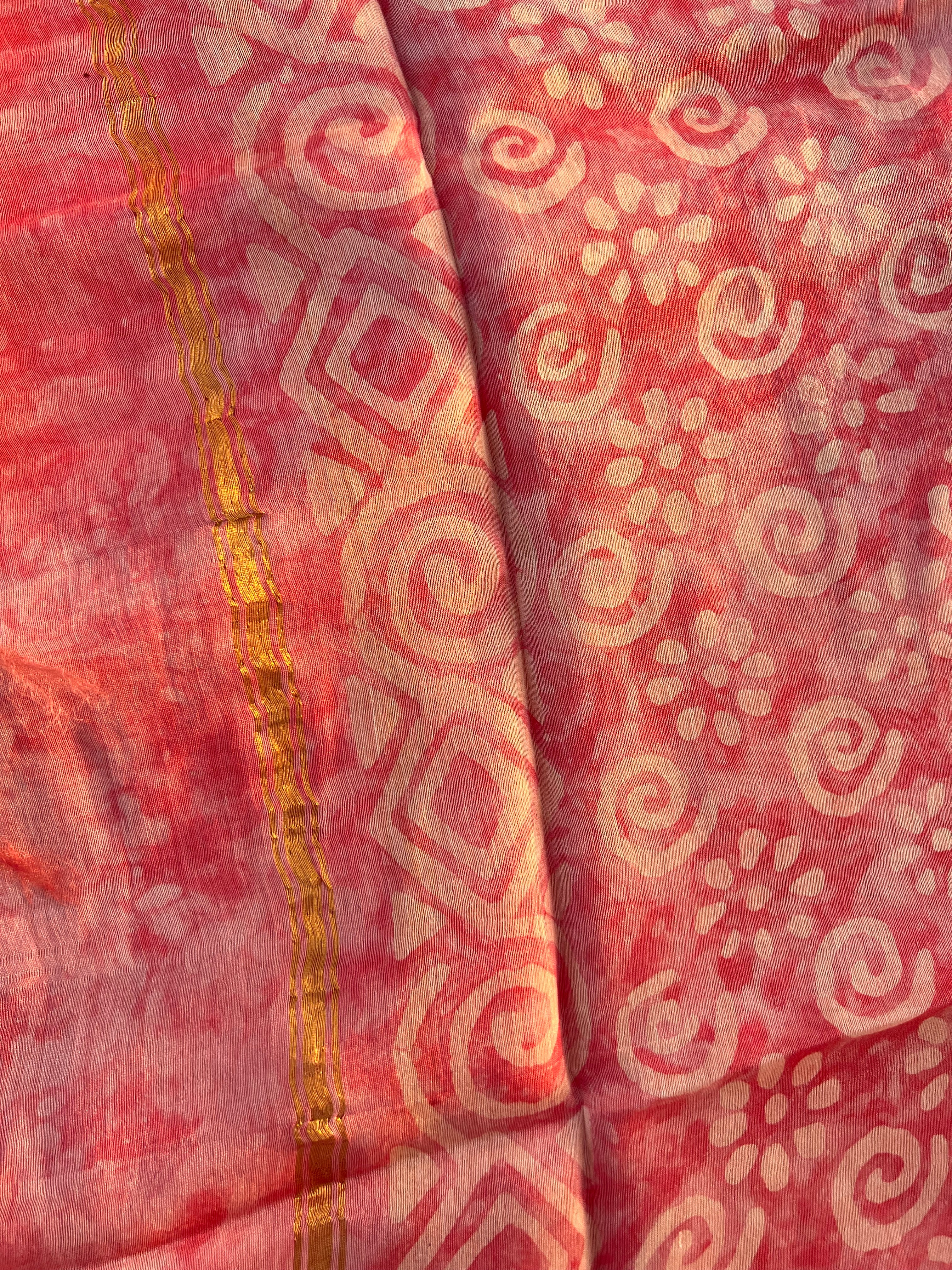 Pure Chanderi Silk Unstitched Suit Set – Soft Batik Print Fabric for Ethnic Occasions