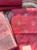 Banarasi Silk Unstitched Suit Set with Zari Dupatta – Elegant Festive Wear for Women