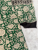Green Floral Block Print Cotton Dress Material – Unstitched Suit Set with Cotton Dupatta
