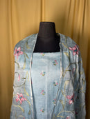Blue Floral Embroidered Organza Suit with Dupatta
